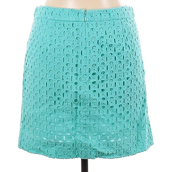 J Crew Women's Turquoise Teal Blue Cotton Short Mini Skirt Retro, Sz 10 - Picture 2 of 3
